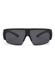 1 Pair Plus Size Men's Solid Color Sporty Clip-On Windproof Photochromic Unisex Fashion Glasses, Versatile For Daily Use Back To School Fashionable Preppy School Look