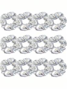 2pcs/6pcs/12pcs/16pcs/20pcs/30pcs Disco Ball Metal Hair Scrunchies, Shiny Silver Elastic Hair Ties, Ponytail Holder, Suitable For Women & Girls Retro Disco Theme Party Favor Gift, Scrunchy Hair Ties, Hair Bobbles ,Head Piece Hair Accessories Head Accessories Elastic Band - Silver - View 1