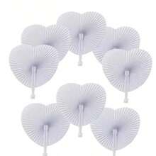 10 pièces/20 pièces/30 pièces/40 pièces/5 pièces/1 pièce Éventail pliant en papier en forme de cœur blanc pour mariages et voyages