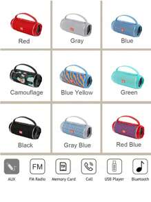 T&G سماعة بلوتوث لاسلكية محمولة قوية بقوة 10 واط، مقاومة للماء والسقوط، مزودة بحزام للحمل، تحتوي على بطارية ليثيوم وتدعم إدخال البطاقات والفلاشة، مزودة بمضخم صوت