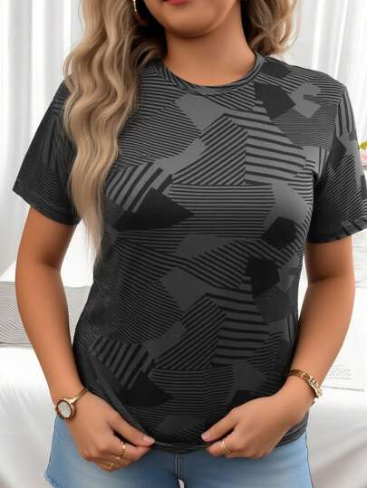 Camiseta feminina de secagem rápida, gola redonda, manga curta, elástica, absorvente de suor, respirável, adequada para treinamento físico feminino, 1 peça