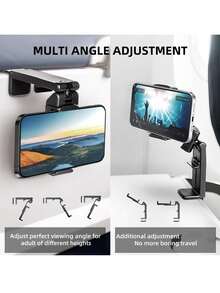 Airplane Flight Phone Holder, Portable Travel Stand Desk Flight Foldable Adjustable Rotating Selfie Hold Train Seat Mount, Adjustable Travel Phone Holder, 360° Rotating Desk Phone Clip, Portable Foldable Phone Hook, Universal Phone Holder For Cell Phones, Travel, Home, Office,Airplane Travel Essentials - Multicolor - View 5