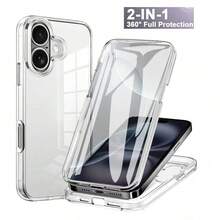 360° Front And Back Shell Film Two-In-One Full Coverage TPU Soft Shell PET Panel PC Back Panel Two-In-One Shockproof And Shock-Absorbing Non-Yellowing Mobile Phone Case Compatible With Apple 16, Galaxy S25 Edge, , Redmi Note, OPPO Waterproof Anti-Fall Scratch Resistant - Clear - View 3