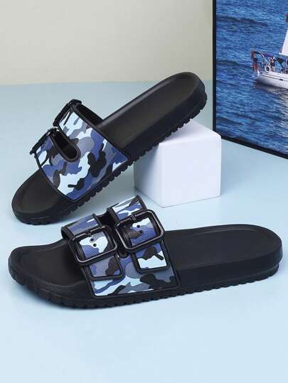 Summer Large Size 39-47 Men's Slippers Outdoor Comfortable Men's Casual Shoes Lightweight Anti Slip Home Slippers Wear-Resistant Breathable Men's Sandals Outdoor Daily Wear Men's Shoes(Irregular Pattern)