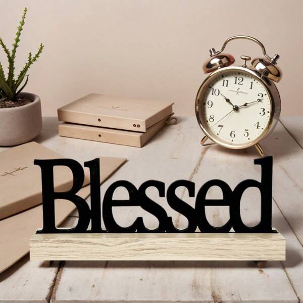 1pc Wooden Inspirational Decor, Farmhouse Dining Table Home Decor, Living Room/Office Center Piece