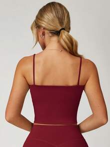 MASKERT Women's Sports Top, Yoga Top, High Stretch Running Fitness Set, Camisole, Comfortable & Skin-Friendly - Red - View 2