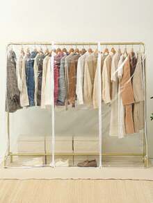 Funda protectora de plástico transparente para perchero de ropa - Perchero autoportante de doble barra con cremallera completa para proteger bolsos y ropa del polvo