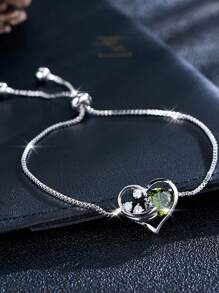 1 Stück Modischer Lässig Armband mit Herz-Zirkonia, verstellbar