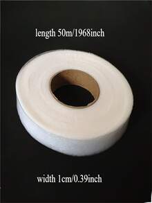 1卷50米双面熨烫包边胶带，无纺布材质，适用于裤子、帽子和DIY缝纫——白色，1/2厘米宽，TPU材质，无缝修补和边缘缩短解决方案，服装包边 | 透明胶带 | 耐用织物胶带 - 白色 - 查看 7