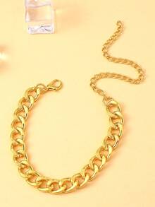 1 件男士时尚简约 18K 镀金六面钛钢手链