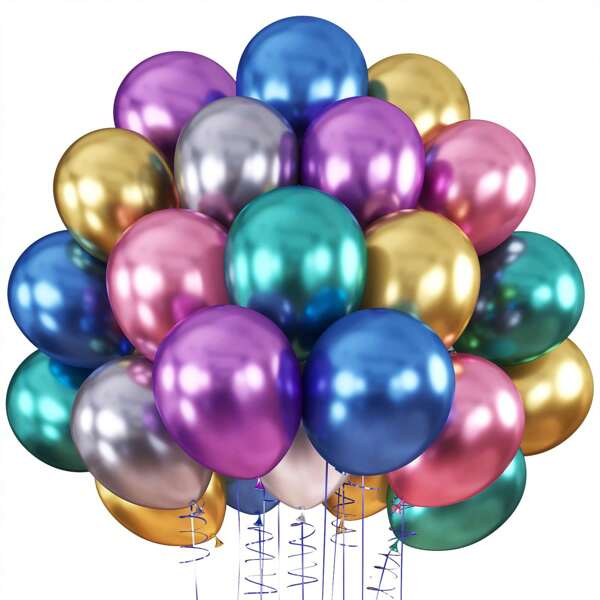 10/50/100pcs Assorted Metallic Color Mixing Balloons, 10inch Multicolor Chrome Latex Party Balloons, Gemstones Color For Birthday Party, Graduation, Anniversary, Wedding Decorations, Bachelor Party