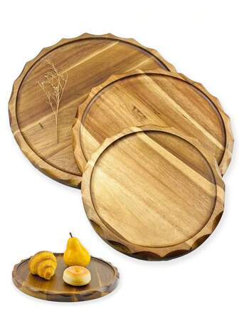 Acacia Wood Storage Tray Is Durable, Easy To Clean, Lightweight, Suitable For Use As Dinner Plates, Dessert Plates, Cheese Boards And Serving Trays, Fruit Trays For Back-To-School Season Gifts, Housewarming Gifts, Christmas Gifts, Decorations, Key Holders And Bathroom Organization Trays.