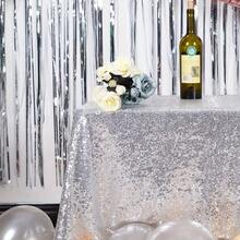 1 块闪亮亮片桌布，适合节日庆祝、宴会、圣诞节、新娘派对和迎婴派对