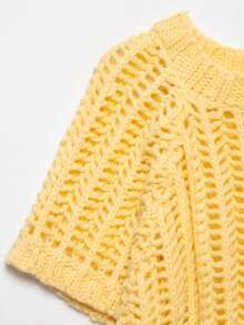 ZEVITY Women's Fashion Side Lace-Up Decor Hollow Casual Knit Sweater, Slit Hem Tie Design Thick Knit Pullover SW2515, Autumn/Winter - Yellow - View 3