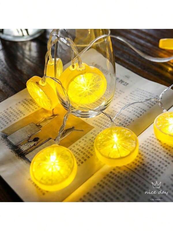 قطعة واحدة أضواء خيط LED بشرائح الليمون، أضواء زخرفية، أضواء متوهجة ملونة للصيف، محل الشاي الفاكهي، المنزل، ديكور الإلهام