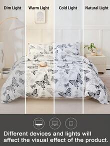 3pcs/Set Butterfly Pattern Duvet Cover Set(1 Duvet Cover & 2 Pillowcase)Soft And Skin-Friendly Duvet Cover Bedding Set For Home, All Season Bed Sheets Set - Multicolor - View 9