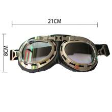 1pc Vintage Windproof Dustproof Cycling Goggles, Black Copper Silver Frame, Motorcycle Helmet Decorative Outdoor Riding Glasses