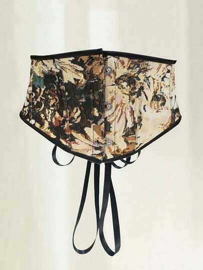 1 pieza Cinturón corset con bordado floral para mujer, ceñidor de cintura elegante y casual