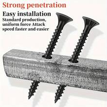 100 piezas de tornillos avellanados negros de alta resistencia - ideales para tabique de yeso, madera y metal - resistentes a la corrosión, diseño de cabeza plana - Negro - Ver 8