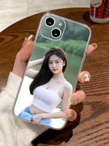 1 pieza Funda suave transparente personalizable de cobertura completa anticaídas de alta definición, adecuada para personalizar fotos de pareja, familia, mascotas, viaje como regalo de cumpleaños, vacaciones