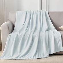 Sofa Blanket Living Room Cover SetFleece Blanket Twin Size, Soft Cozy Twin Blanket, Fuzzy Flannel Blanket Bed, Sofa, Couch, Travel, Camping, 60 X 80 Inches - 冰藍色 - 查看 9