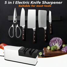 Electric Cutter Sharpener Electric Blade Sharpener Multifunctional Scissor Blade Sharpener Minimalist Electric Cutter Blade Sharpener Cutter Sharpener For Kitchen Cooking - White - View 3