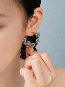 1 Pair Boho Stainless Steel Gold Plated Colorful Flower Earrings, Suitable For Women Daily/Beach/Party/Festival