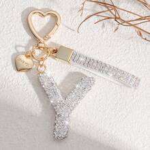 1 件白色软陶字母水钻钥匙扣可爱个性化包饰，汽车钥匙扣爱心装饰，送给妈妈、朋友、情人节背包的礼物，适合学校汽车配件哥特 Y2k - 白色 - 查看 36