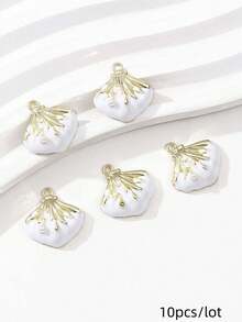 10/20pcs Random Assorted Golden Alloy Starfish, Jellyfish, Shell Charm Pendant, DIY Jewelry Making Supplies - Multicolor - View 12