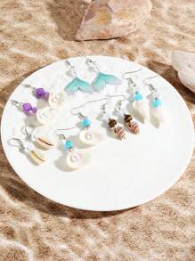 Natural Seashell Pearl Beaded Earrings - Bohemian Ocean Beach Vacation Jewelry, Colorful Statement Dangle Earrings For Women