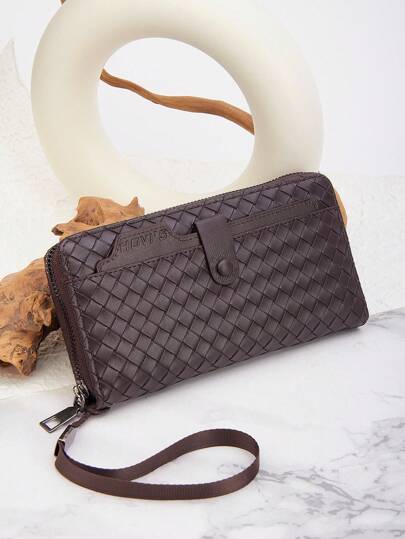 HOVI'S Fashionable Minimalist Business Men's Clutch Bag, Dual Zipper, Large Capacity, Multi-Card Slot, Portable Wrist Bag, Gift For Men, Anniversary