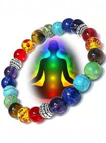 1 pieza Pulsera de curación de energía de Chakra, pulsera de cuentas de equilibrio de yoga con turquesa volcánica, regalo de joyería para fiesta