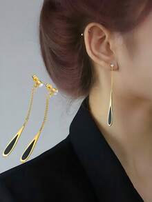 MONALLY Cercei placați cu aur de 18K, lanț de aur de lux, cu zirconiu cubic, tip picătură de apă, pentru femei, bijuterii din oțel inoxidabil, cadou surpriză pentru Ziua Îndrăgostiților, ziua de naștere, mama, prietena sau fiica - Cercel - Vizualizare 4