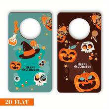 1 件和 2 件，木制万圣节装饰物，带有可爱的南瓜图案，适用于前门、卧室和浴室，易于悬挂的节日装饰