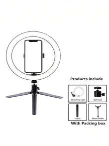 26 cm Anneau lumineux + Trépied Convient pour les selfies et la diffusion en direct, la photographie, lumière portable pour selfie et téléphone