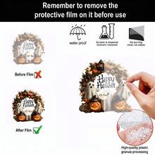 1 Piece Happy Halloween Ghost Pumpkin Wreath Style Ornaments 2D Acrylic Table Centerpiece Courtyard Garden, Bedroom Living Room Window Artwork Ornaments Suitable For Halloween Party Gathering Banquet Surprise Gift Decorations - Multicolor - View 5