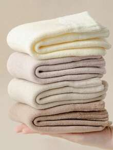 4双装女士秋冬加厚绒里保暖中筒袜，随机款式，舒适保暖 - 彩色 - 查看 4