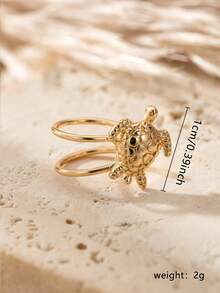 1 chiếc khuyên tai kẹp hình rùa biển tối giản bằng đồng, thích hợp cho phụ nữ đeo vào mùa hè, bãi biển, hàng ngày, tiệc tùng - Vàng - Xem 5