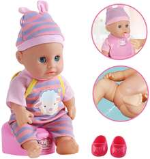 12"Baby Doll Role Play Set With Miniature Baby Crib High Chair - Blanco - Ver 3