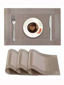 4 قطع/6 قطع ألواح مائدة مستطيلة من البي في سي، قابلة للاستخدام من الجانبين، بتصميم أوروبي إبداعي كبير، قابلة للغسل، ديكور المنزل وغرفة الطعام، مقاومة للتآكل والانزلاق والحرارة وعدم الاحتراق، ديكور طاولة الشاي والمنزل، حصيرة الطبق والكوب، ديكور طاولة الطعام، طراز شمالي أحادي اللون