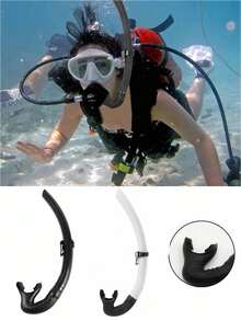 1支干式呼吸管，适用于浮潜、水肺潜水、自由潜水、游泳、潜水面罩和呼吸管，黑/白成人水下呼吸管潜水游泳配件