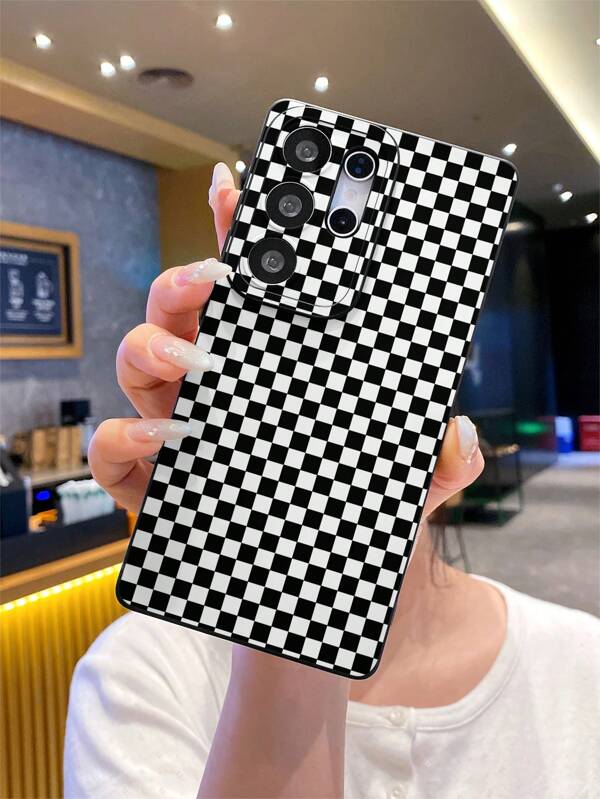 1 Stück Nische Zweifarbig Karomuster Vollbild Schwarz Augen Anti-Drop TPU Material Handyhülle, geeignet als Urlaubsgeschenk kompatibel mit iPhone Xs/Xs Max/Xr/11 12 13 14 15 16 Pro/Pro Max/14 15 16 Plus Nothing, Pixel, INFINIX, Redmi Serie Handy Schutzhülle wasserdicht stoßfest kratzfest