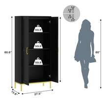 Storage Cabinet,Kitchen Pantry Cabinet With 2 Doors And Adjustable Shelves,Tall Storage Cabinet For Bathroom, Living Room, Laundry,Natural,Blcak,White - Black - View 2