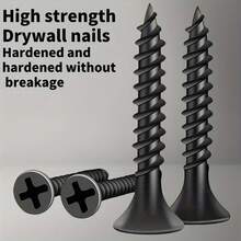 100 piezas de tornillos avellanados negros de alta resistencia - ideales para tabique de yeso, madera y metal - resistentes a la corrosión, diseño de cabeza plana - Negro - Ver 1