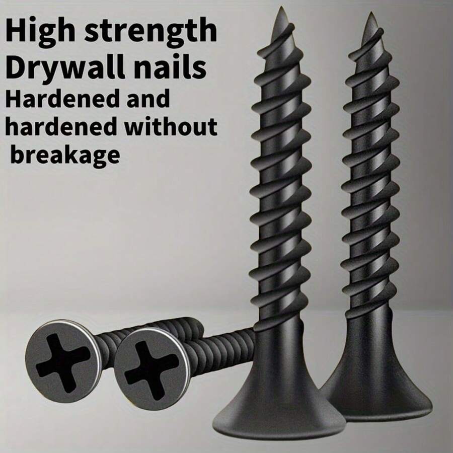 100 piezas de tornillos avellanados negros de alta resistencia - ideales para tabique de yeso, madera y metal - resistentes a la corrosión, diseño de cabeza plana - Negro - Ver 1