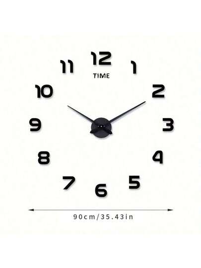 3D DIY Wand Klok Acrylic Spiegel Stickers Clocks Home ation Living Room Quartz Needle Hang Horloge Europe s: Zwart Zilver 16/19/35 Inches Optional view 4