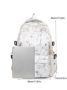 Casual Large Capacity Colorblock Multi-Pocket Functional Backpack, Unisex College Style Student Book Bag Suitable For School, Study, Shopping, Travel, Back To School