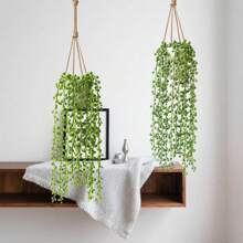 1/2 Stück, 75 cm, künstliche hängende grüne Pflanze - aus weichem Gummimaterial hergestellt, geeignet für Haus und Außenbereich, Büro, Hochzeit, Party, Balkon und Garten - wartungsfrei, einfach zu reinigen. Grüne Kombi-Set für den Nationalfeiertag von Saudi-Arabien. Geeignet für den Nationalfeiertag von Saudi-Arabien und die Rückkehr zur Schulsaison, Herbstdekoration, Herbst