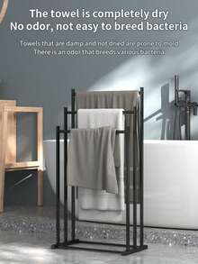 1pc Modern 3-Tier Floor Standing Towel Rack - Heavy Duty Free Standing Bathroom & Pool Drying Organizer, Space-Saving Multipurpose Storage Rack, Indoor/Outdoor Use, No Assembly Required, Metal Frame For Hanging Towels, Robes & Accessories, Suitable For Bathroom, Pool Area, Contemporary Design, Sturdy Construction - Multicolor - View 5