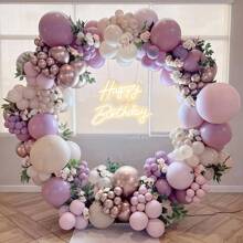 [Bohemian Style Decorative Balloons] 100pcs Light Purple, Beige And Gold Balloons, Suitable For Floral Arch, Perfect For Lavender Theme Anniversary, Bridal Shower, Boy/Girl, Baby Shower, Gender Reveal, Wedding, Birthday, Room Party Decor